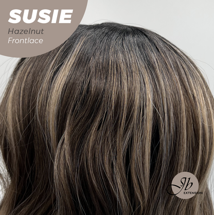 JBEXTENSION 16 Inches Hazelnut Women Pre-Cut Frontlace Glueless Wig SUSIE HAZELNUT