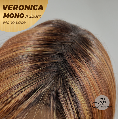 JBEXTENSION VERONICA MONO Monofilament Handmade Wig 6X5 Full Monofilament Hand Tied Top Wig 12 Inches Auburn Wave Mono Lace Wig With Anti-slip Silicone Strips Glueless Wig VERONICA MONO AUBURN【BENDY EAR TABS】