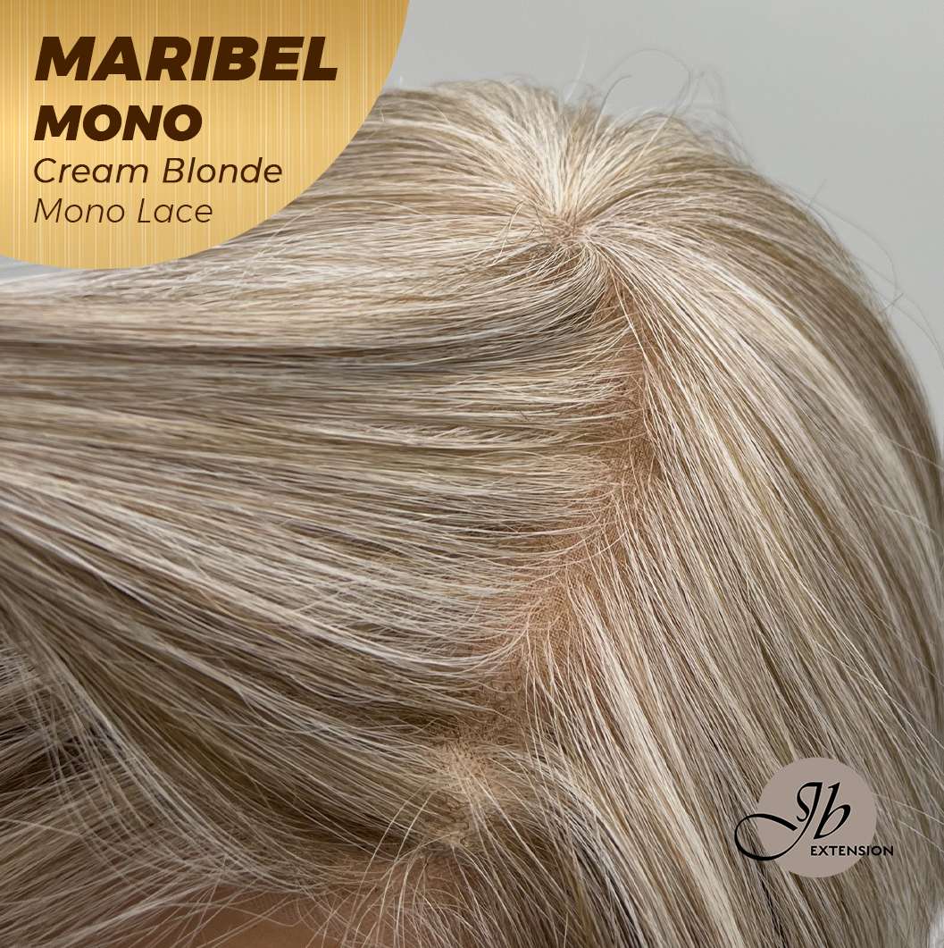 JBEXTENSION MARIBEL MONO CREAM BLONDE Monofilament Handmade Wig 6X5 Full Monofilament Hand Tied Top Wig 16 Inches Cream Blonde Wave Mono Lace Wig With Anti-slip Silicone Strips Glueless Wig MARIBEL MONO CREAM BLONDE【BENDY EAR TABS】