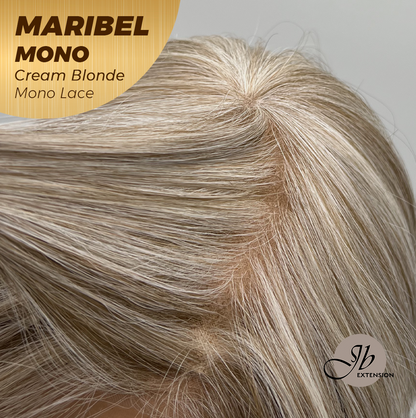 JBEXTENSION MARIBEL MONO CREAM BLONDE Monofilament Handmade Wig 6X5 Full Monofilament Hand Tied Top Wig 16 Inches Cream Blonde Wave Mono Lace Wig With Anti-slip Silicone Strips Glueless Wig MARIBEL MONO CREAM BLONDE【BENDY EAR TABS】