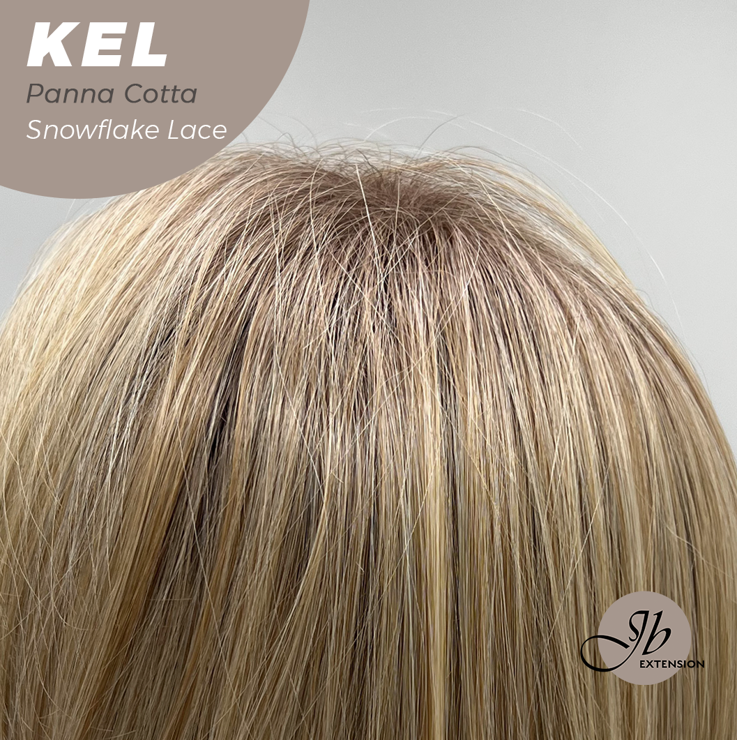 JBEXTENSION 22 Inches Panna Cotta Pre-Cut Snowflake Lace Frontlace Glueless Wig KEL PANNA COTTA【PERMATEASE】【BENDY EAR TABS】- M/L