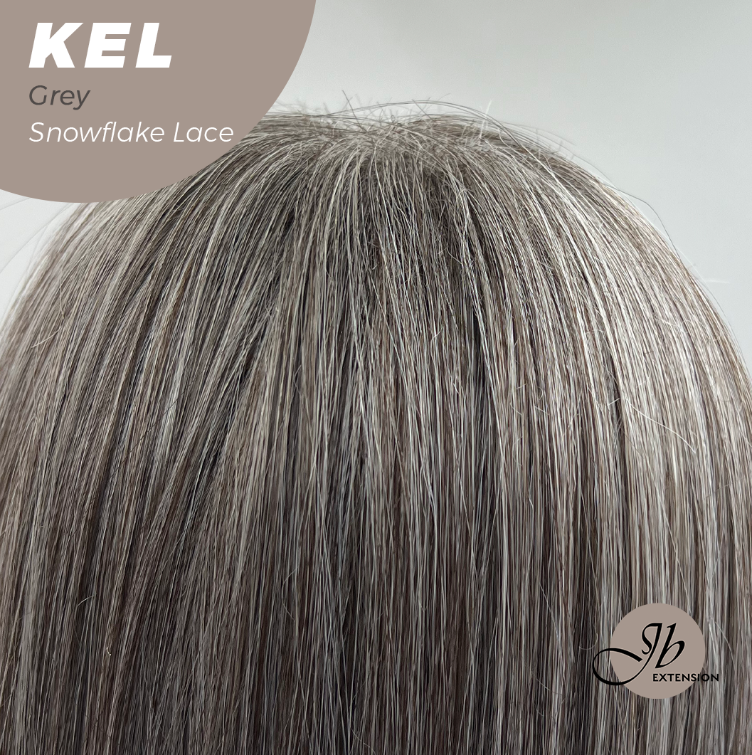 JBEXTENSION 22 Inches Grey Pre-Cut Snowflake Lace Frontlace Glueless Wig KEL GREY【PERMATEASE】【BENDY EAR TABS】- M/L