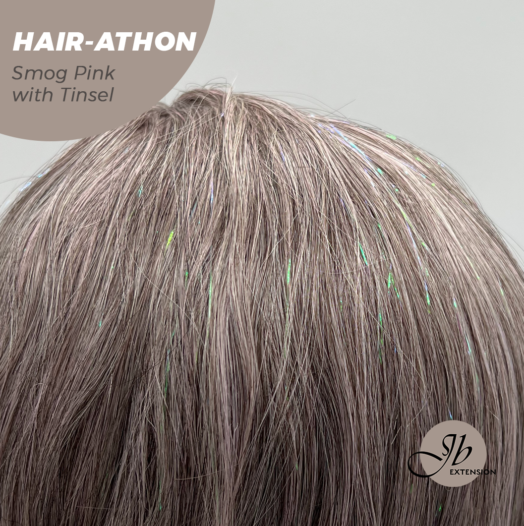 [FINAL SALE] JBEXTENSION 18 Inches Curly Smog Pink with Tinsel Headband Wig HAIR-ATHON - SMOG PINK WITH TINSEL