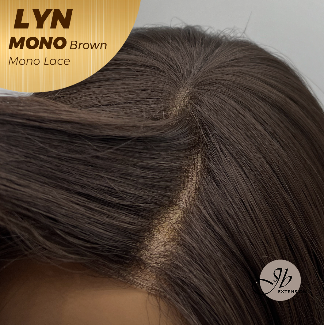 JBEXTENSION LYN MONO Partial Monofilament Wig 17 Inches Brown Partial Mono Lace Glueless Wig LYN MONO BROWN【BENDY EAR TABS】