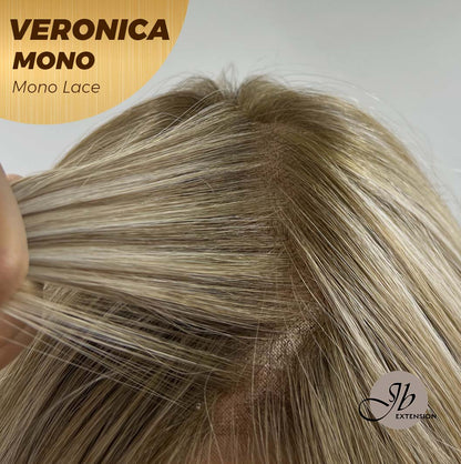 JBEXTENSION VERONICA MONO Monofilament Handmade Wig 6X5 Full Monofilament Hand Tied Top Wig 12 Inches Blonde Wave Mono Lace Wig With Anti-slip Silicone Strips Glueless Wig VERONICA MONO【BENDY EAR TABS】