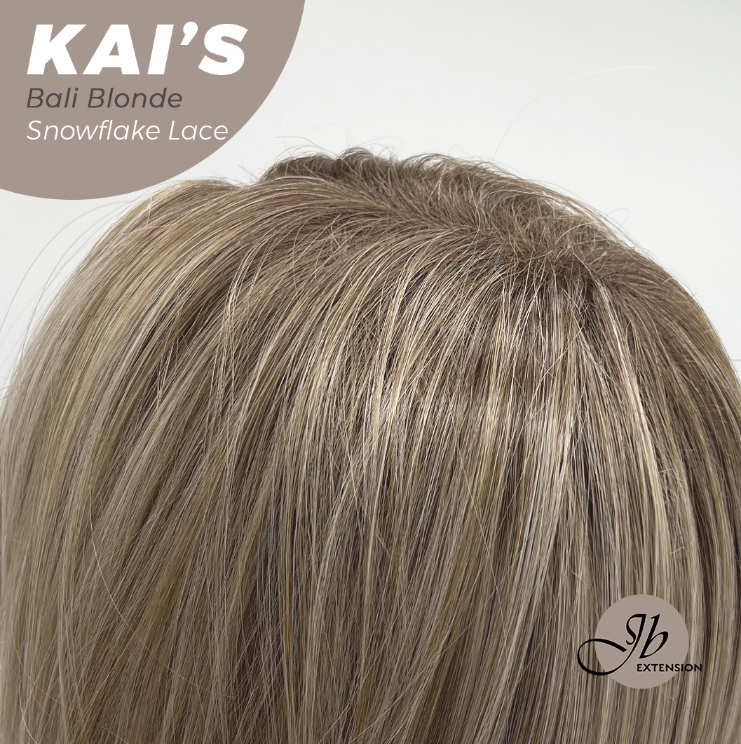 JBEXTENSION 18 Inches Bali Blonde Pre-Cut Snowflake Lace Frontlace Glueless Wig KAI'S BALI BLONDE【PERMATEASE】【BENDY EAR TABS】- M/L