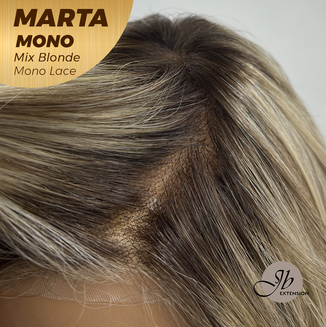[FINAL SALE] JBEXTENSION MARTA MONO MIX BLONDE Monofilament Handmade Wig 6X5 Full Monofilament Hand Tied Top Wig 10 Inches Mix Blonde Mono Lace Handmade Futura Fiber Wig With Anti-slip Silicone Strips Glueless Wig MARTA MONO MIX BLONDE【BENDY EAR TABS】