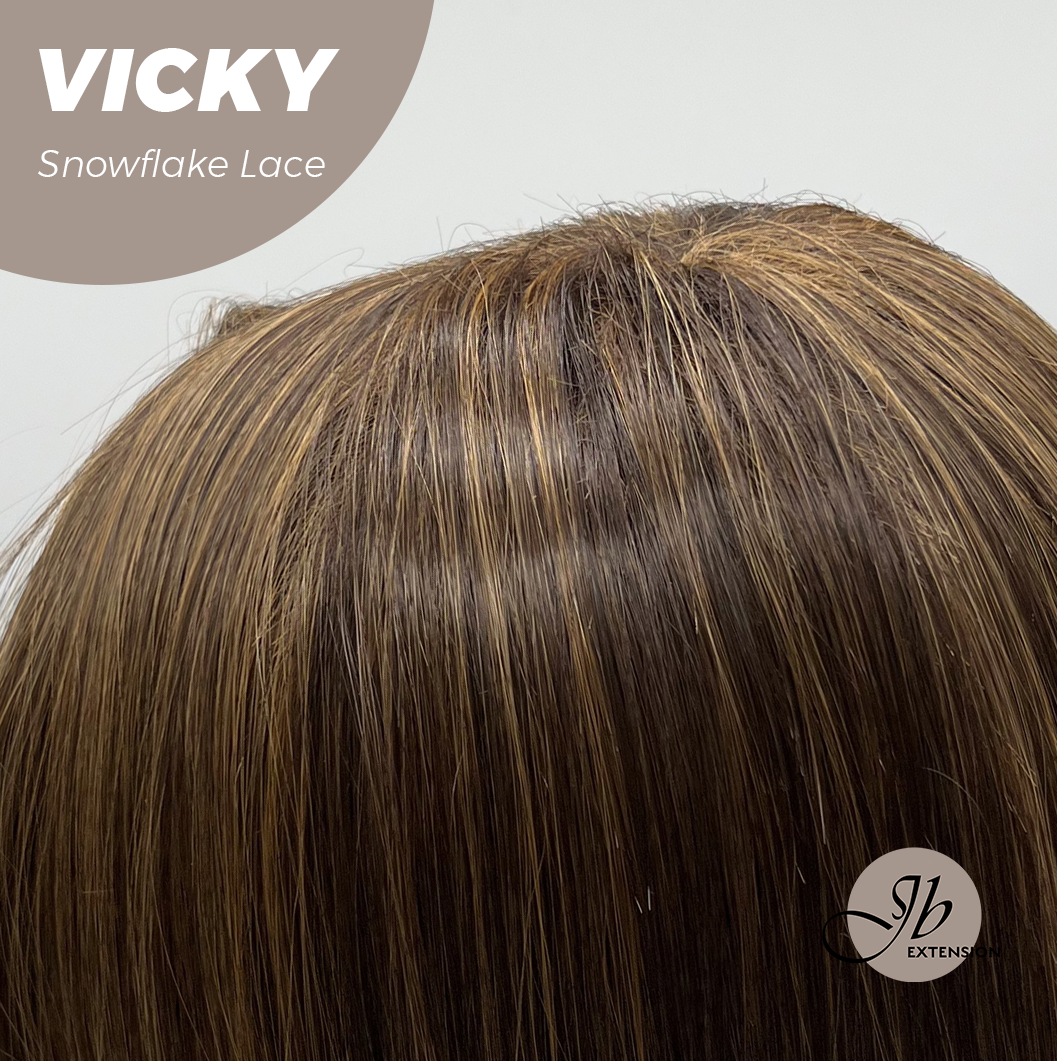 [FINAL SALE] JBEXTENSION 20 Inches Caramel Pre-Cut Snowflake Lace Frontlace Glueless Wig VICKY【PERMATEASE】【BENDY EAR TABS】- M/L