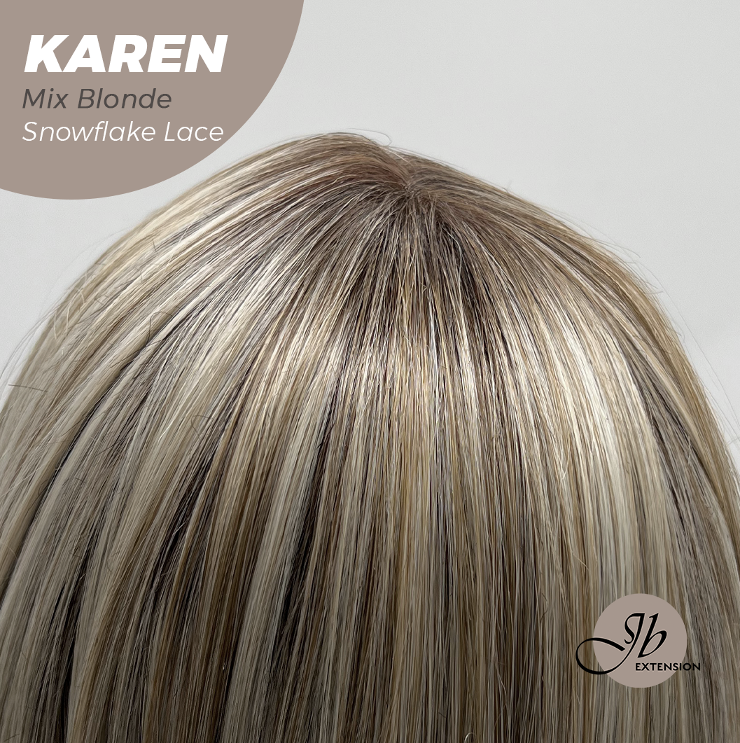 [PRE-ORDER] JBEXTENSION 18 Inches Mix Blonde Pre-Cut Arc Snowflake Lace Frontlace Glueless Wig KAREN MIX BLONDE【BENDY EAR TABS】