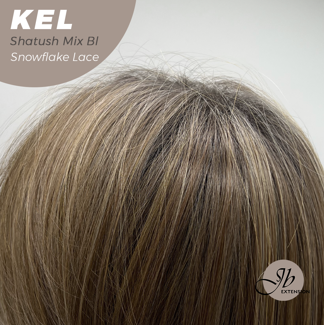 JBEXTENSION 22 Inches Shatush Mix Blonde Pre-Cut Snowflake Lace Frontlace Glueless Wig KEL SHATUSH MIX BLONDE【PERMATEASE】【BENDY EAR TABS】- M/L