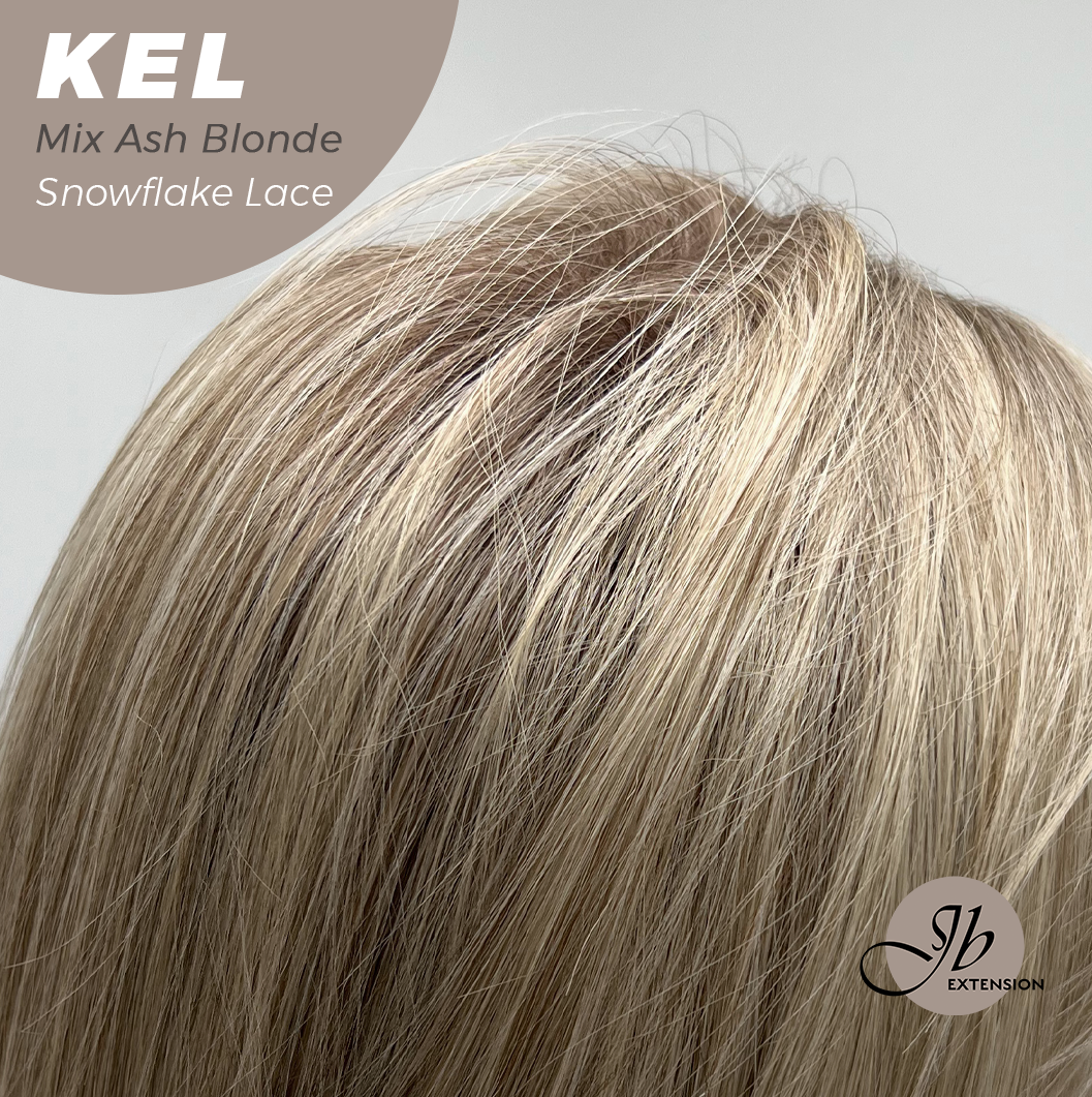 JBEXTENSION 22 Inches Mix Ash Blonde Pre-Cut Snowflake Lace Frontlace Glueless Wig KEL MIX ASH BLONDE【PERMATEASE】【BENDY EAR TABS】- S/M