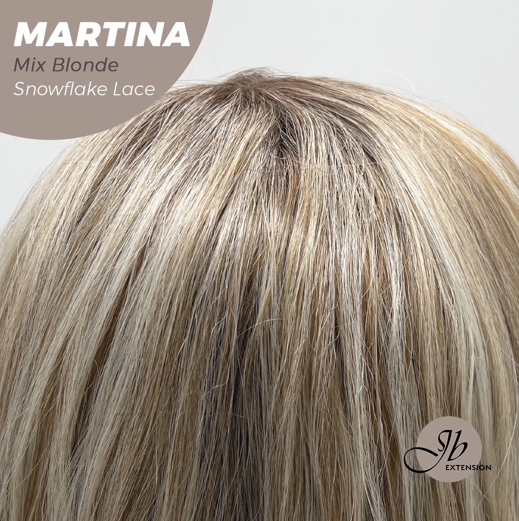 JBEXTENSION 17 Inches Wave Mix Blonde Pre-Cut Side Part Snowflake Lace Frontlace Glueless Wig MARTINA MIX BLONDE【BENDY EAR TABS】