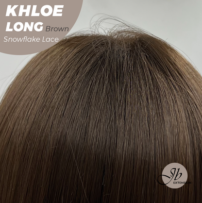 [FINAL SALE] HOT OF SEASON - 18 Inches Brown Pre-Cut Snowflake Lace Frontlace Glueless Wig KHLOE LONG BROWN【PERMATEASE】【BENDY EAR TABS】- S/M