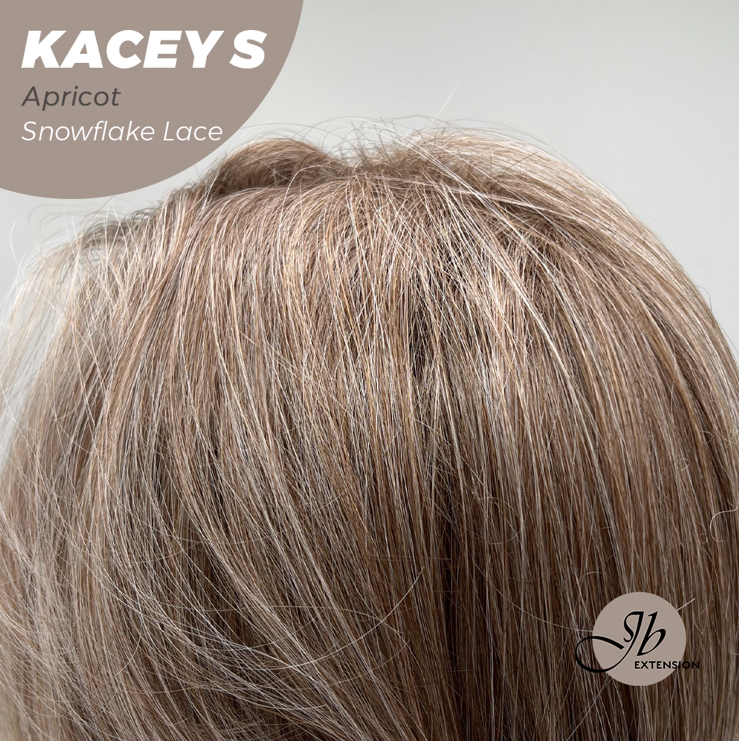 JBEXTENSION 20 Inches Apricot Pre-Cut Snowflake Lace Frontlace Glueless Wig KACEY S APRICOT【PERMATEASE】【BENDY EAR TABS】- M/L