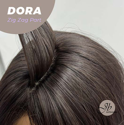 JBEXTENSION 12 Inches Bob Cut Soft Black Short Hair With Bangs Zig Zag Part Wig DORA BROWN