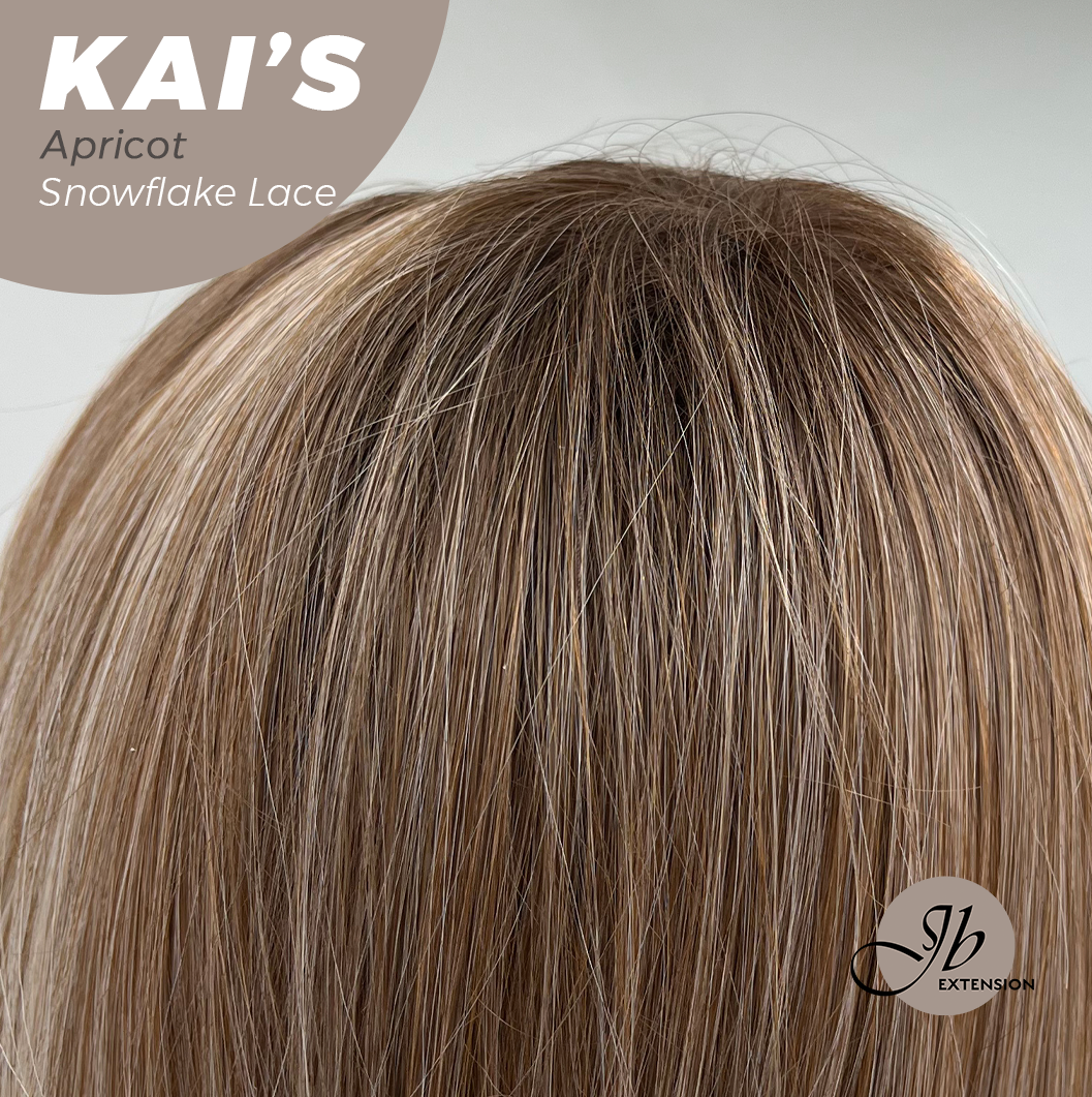 JBEXTENSION 18 Inches Apricot Pre-Cut Snowflake Lace Frontlace Glueless Wig KAI'S APRICOT【PERMATEASE】【BENDY EAR TABS】- M/L