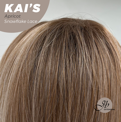 JBEXTENSION 18 Inches Apricot Pre-Cut Snowflake Lace Frontlace Glueless Wig KAI'S APRICOT【PERMATEASE】【BENDY EAR TABS】- M/L