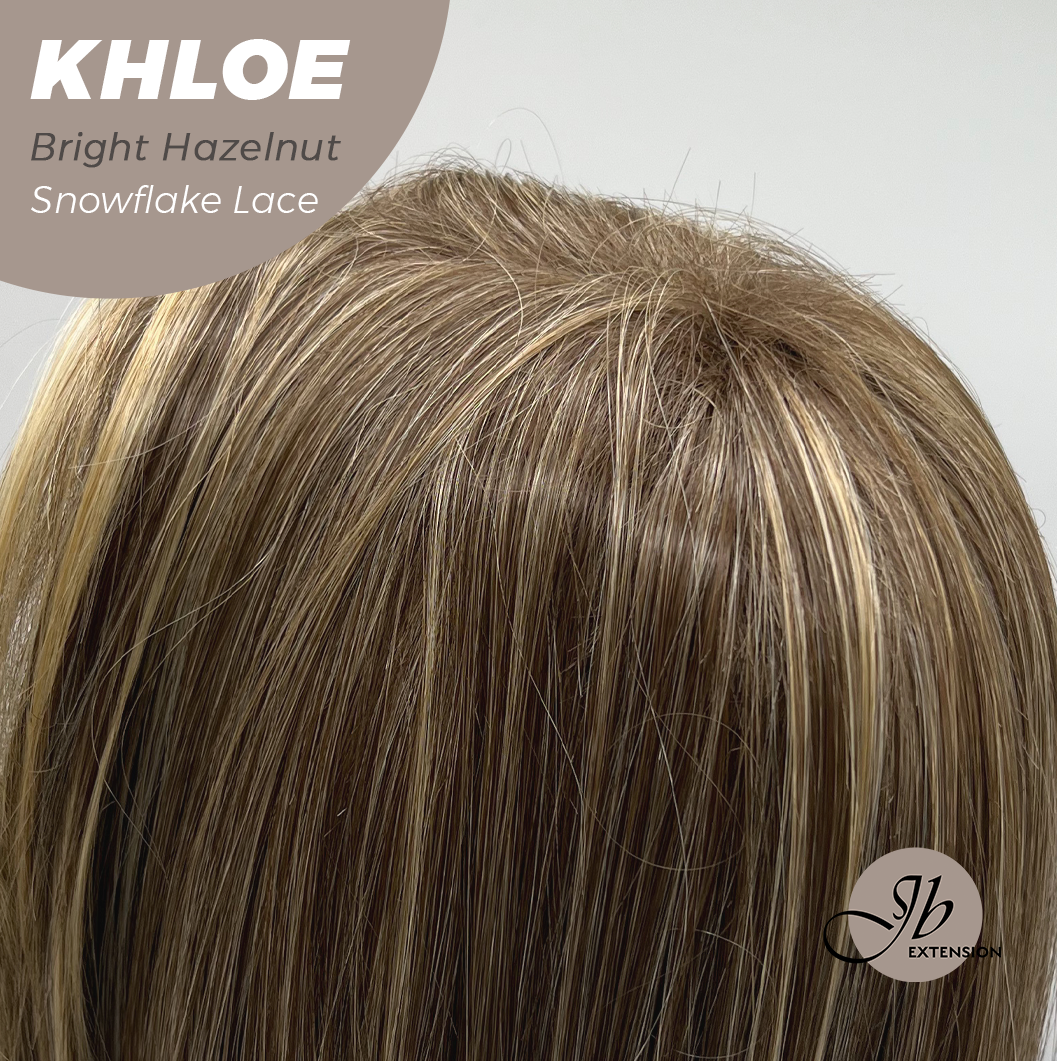 JBEXTENSION 12 Inches Bob Cut Bright Hazelnut Pre-Cut Snowflake Lace Frontlace Glueless Wig KHLOE BRIGHT HAZELNUT【PERMATEASE】【BENDY EAR TABS】- M/L