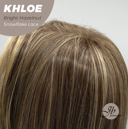 JBEXTENSION 12 Inches Bob Cut Bright Hazelnut Pre-Cut Snowflake Lace Frontlace Glueless Wig KHLOE BRIGHT HAZELNUT【PERMATEASE】【BENDY EAR TABS】- M/L