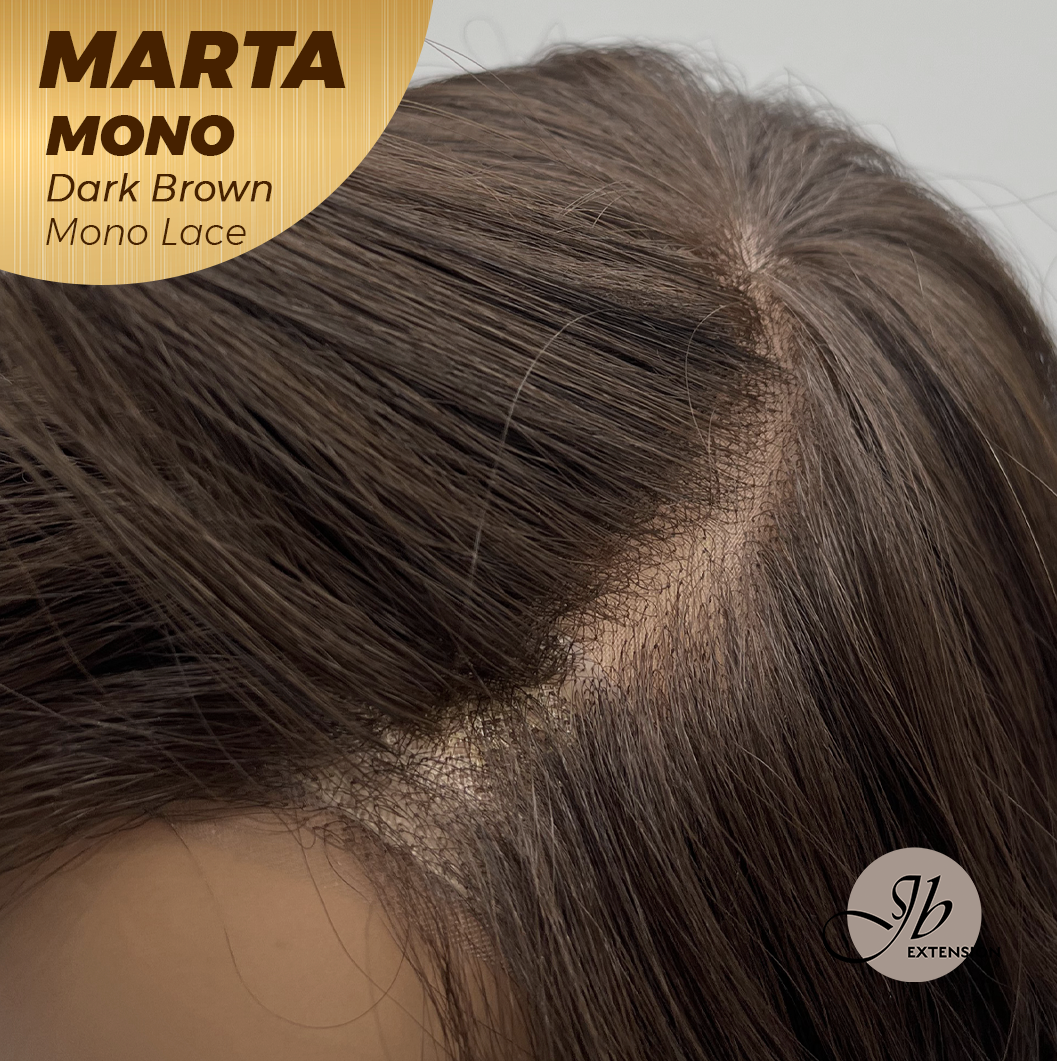 [FINAL SALE] JBEXTENSION MARTA MONO DARK BROWN Monofilament Handmade Wig 6X5 Full Monofilament Hand Tied Top Wig 10 Inches Dark Brown Mono Lace Handmade Futura Fiber Wig With Anti-slip Silicone Strips Glueless Wig MARTA MONO DARK BROWN【BENDY EAR TABS】