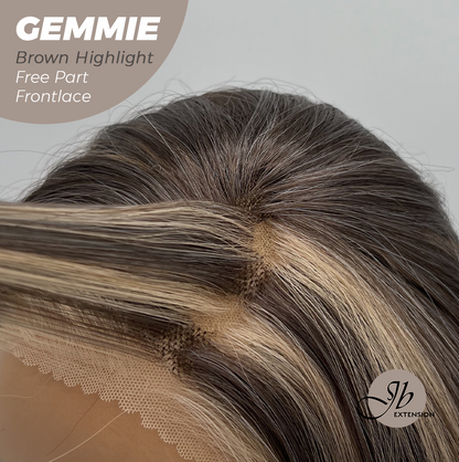 [FINAL SALE] JBEXTENSION 20 Inches Brown Highlight Pre-Cut Free Part Frontlace Glueless Wig GEMMIE BROWN HIGHLIGHT