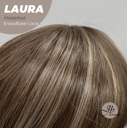 JBEXTENSION 14 Inches Hazelnut Pre-Cut Side Part Snowflake Lace Frontlace Glueless Wig LAURA SNOWFLAKE HAZELNUT【BENDY EAR TABS】- S/M