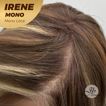 JBEXTENSION IRENE MONO Monofilament Handmade Wig 6X5 Full Monofilament Hand Tied Top Wig 19 Inches Caramel Blonde Highlight Curly Mono Lace Wig With Anti-slip Silicone Strips Glueless Wig IRENE MONO【BENDY EAR TABS】