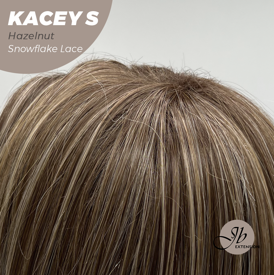 JBEXTENSION 20 Inches Hazelnut Pre-Cut Snowflake Lace Frontlace Glueless Wig KACEY S HAZELNUT【PERMATEASE】【BENDY EAR TABS】- M/L