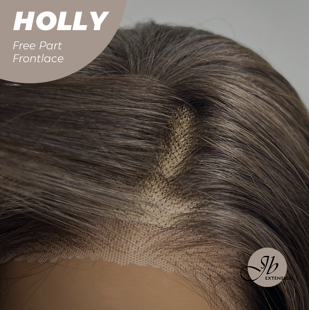 JBEXTENSION 24 Inches Brown With Highlight Wave Pre-Cut Free Part Frontlace Glueless Wig HOLLY