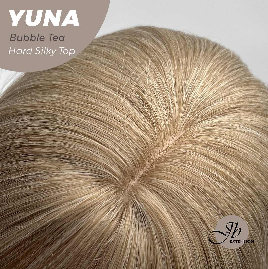 JBEXTENSION 12 Inches Scalpiana Bubble Tea 3.5X4 Hard Silky Top Natural Scalp Effect Women Wig With Bangs YUNA BUBBLE TEA