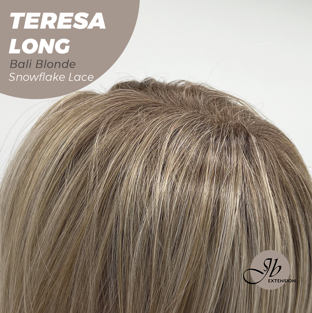 JBEXTENSION 22 Inches Long Bali Blonde Pre-Cut Snowflake Lace Frontlace Glueless Wig TERESA LONG BALI BLONDE【PERMATEASE】【BENDY EAR TABS】- S/M