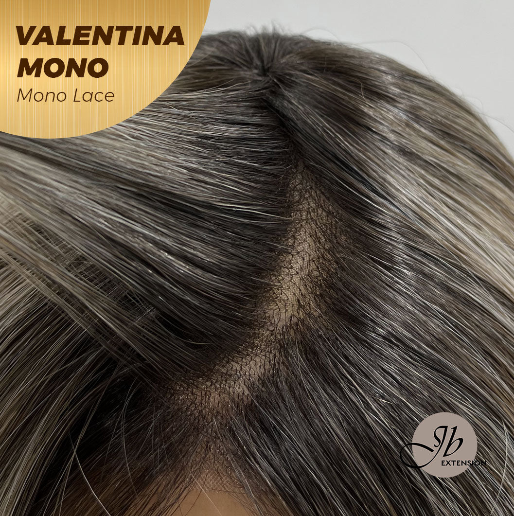 [FINAL SALE] JBEXTENSION VALENTINA MONO Monofilament Handmade Wig 6X5 Full Monofilament Hand Tied Top Wig 12 Inches Ombre Brown Full Mono Lace Wig With Anti-slip Silicone Strips Glueless Wig VALENTINA MONO【BENDY EAR TABS】
