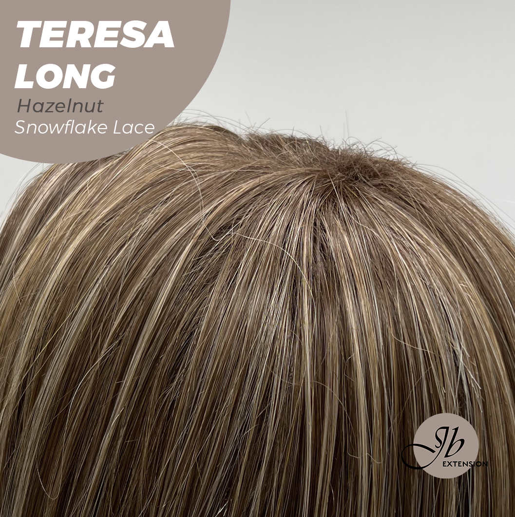 JBEXTENSION 22 Inches Long Hazelnut Pre-Cut Snowflake Lace Frontlace Glueless Wig TERESA LONG HAZELNUT【PERMATEASE】【BENDY EAR TABS】- S/M
