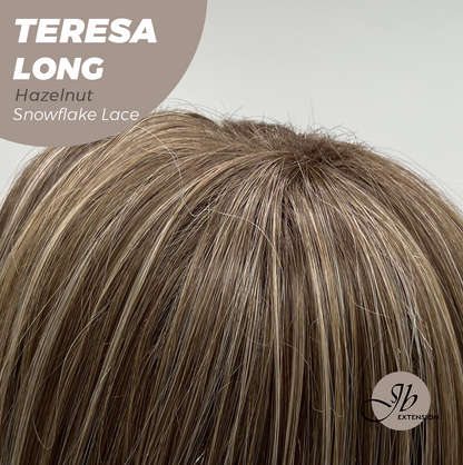 JBEXTENSION 22 Inches Long Hazelnut Pre-Cut Snowflake Lace Frontlace Glueless Wig TERESA LONG HAZELNUT【PERMATEASE】【BENDY EAR TABS】- S/M