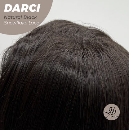 [FINAL SALE] JBEXTENSION 25 Inches Natural Black Pre-Cut Snowflake Lace Frontlace Glueless Wig DARCI NATURAL BLACK【PERMATEASE】【BENDY EAR TABS】- S/M