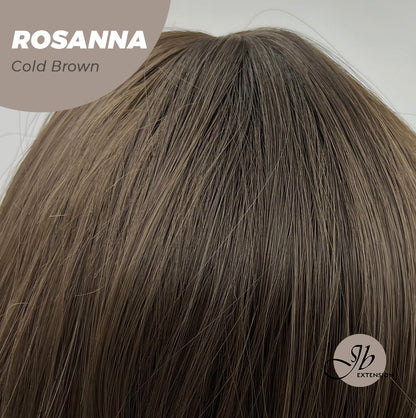 JBEXTENSION 28 Inches Long Body Wave Cold Brown Wig With Bangs ROSANNA COLD BROWN