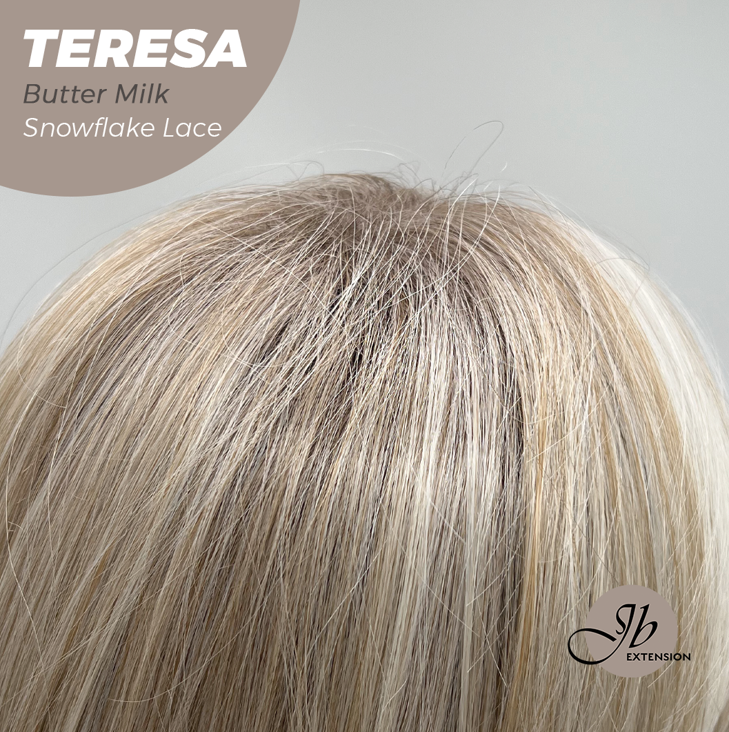 JBEXTENSION 18 Inches Butter Milk Pre-Cut Snowflake Lace Frontlace Glueless Wig TERESA BUTTER MILK【PERMATEASE】【BENDY EAR TABS】- M/L