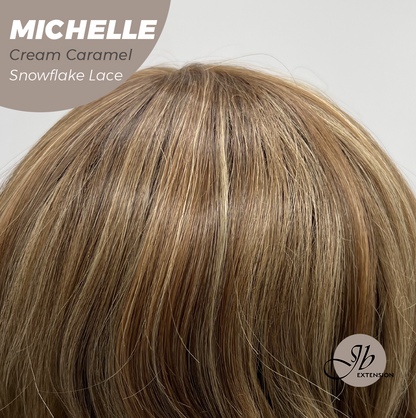 JBEXTENSION 10 Inches Cream Caramel Pre-Cut Side Part Snowflake Lace Frontlace Glueless Wig MICHELLE CREAM CARAMEL【BENDY EAR TABS】- S/M