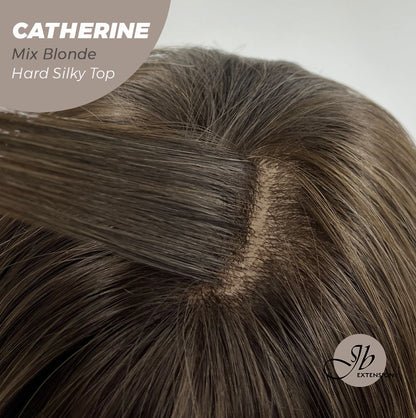JBEXTENSION 25 Inches Scalpiana Mix Blonde 3.5X4 Hard Silky Top Natural Scalp Effect Wig With Bangs CATHERINE MIX BLONDE