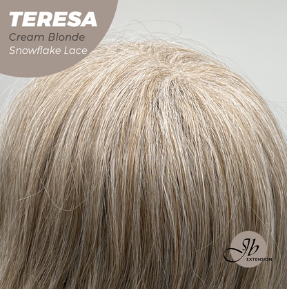 JBEXTENSION 18 Inches Cream Blonde Pre-Cut Snowflake Lace Frontlace Glueless Wig TERESA CREAM BLONDE【PERMATEASE】【BENDY EAR TABS】- M/L