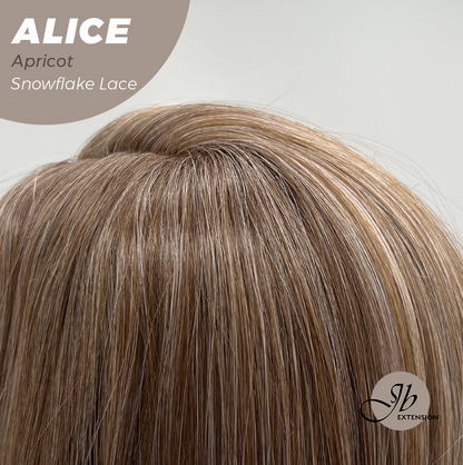 JBEXTENSION 12 Inches Apricot Pre-Cut Side Part Snowflake Lace Frontlace Glueless Wig ALICE APRICOT【BENDY EAR TABS】- S/M