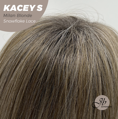 JBEXTENSION 20 Inches Milan Blonde Pre-Cut Snowflake Lace Frontlace Glueless Wig KACEY S MILAN BLONDE【PERMATEASE】【BENDY EAR TABS】- M/L