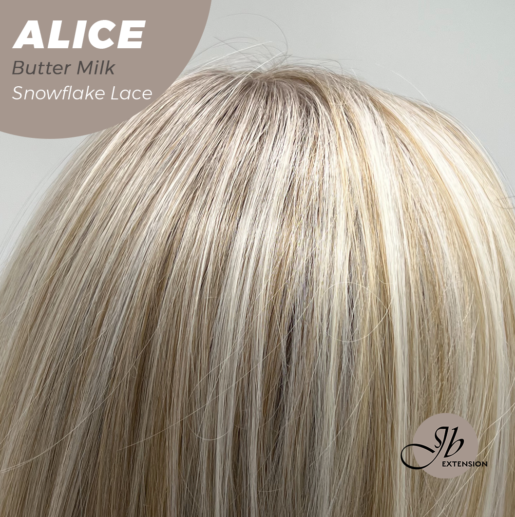 JBEXTENSION 12 Inches Butter Milk Pre-Cut Side Part Snowflake Lace Frontlace Glueless Wig ALICE BUTTER MILK【BENDY EAR TABS】- M/L