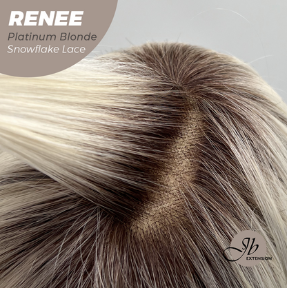 [FINAL SALE] JBEXTENSION 21 Inches Platinum Blonde Pre-Cut Arc Snowflake Lace Frontlace Glueless Wig RENEE PLATINUM BLONDE【BENDY EAR TABS】