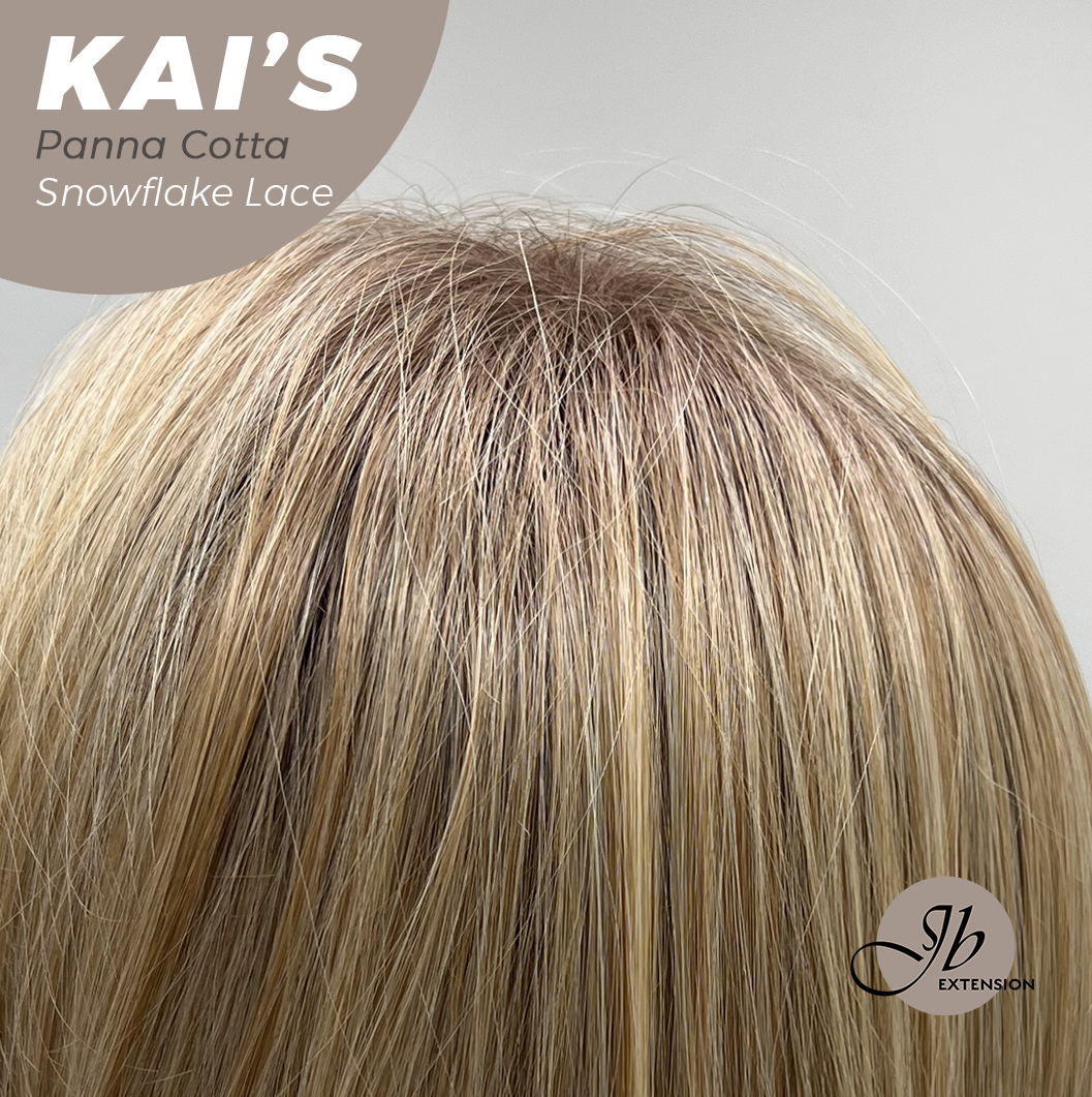 JBEXTENSION 18 Inches Panna Cotta Pre-Cut Snowflake Lace Frontlace Glueless Wig KAI'S PANNA COTTA【PERMATEASE】【BENDY EAR TABS】- M/L
