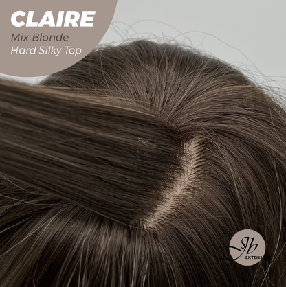 JBEXTENSION 22 Inches Scalpiana Mix Blonde 3.5X4 Hard Silky Top Natural Scalp Effect Women Wig with Bangs CLAIRE SILKY TOP - MIX BLONDE