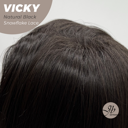 [FINAL SALE] JBEXTENSION 20 Inches Natural Black Pre-Cut Snowflake Lace Frontlace Glueless Wig VICKY NATURAL BLACK【PERMATEASE】【BENDY EAR TABS】- M/L