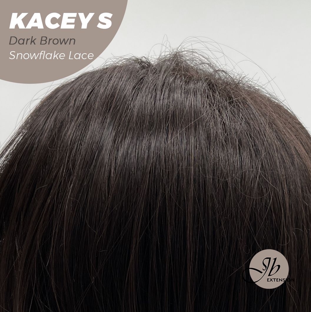 JBEXTENSION 20 Inches Dark Brown Pre-Cut Snowflake Lace Frontlace Glueless Wig KACEY S DARK BROWN【PERMATEASE】【BENDY EAR TABS】- M/L
