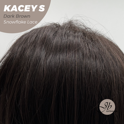 JBEXTENSION 20 Inches Dark Brown Pre-Cut Snowflake Lace Frontlace Glueless Wig KACEY S DARK BROWN【PERMATEASE】【BENDY EAR TABS】- M/L