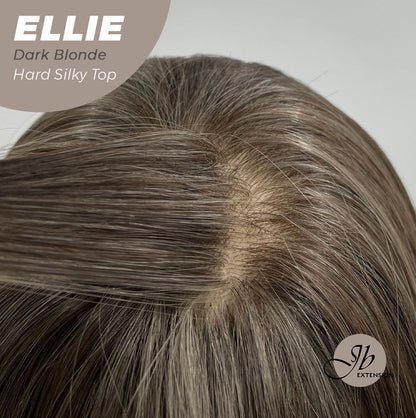 JBEXTENSION 26 Inches Scalpiana Dark Blonde Wolf Cut 3.5X4 Hard Silky Top Natural Scalp Effect Wig With Bangs ELLIE DARK BLONDE Silk Top